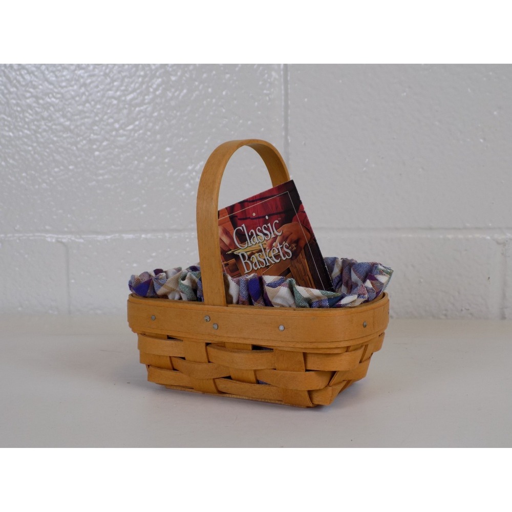Parsley Booking Basket w/ Plaid Liner Protector & Card 2000 Longaberger Vintage - Picture 9 of 16